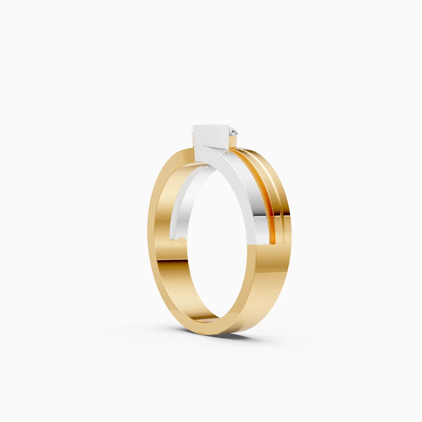 Round Two Tone 14K Gold Couple Band