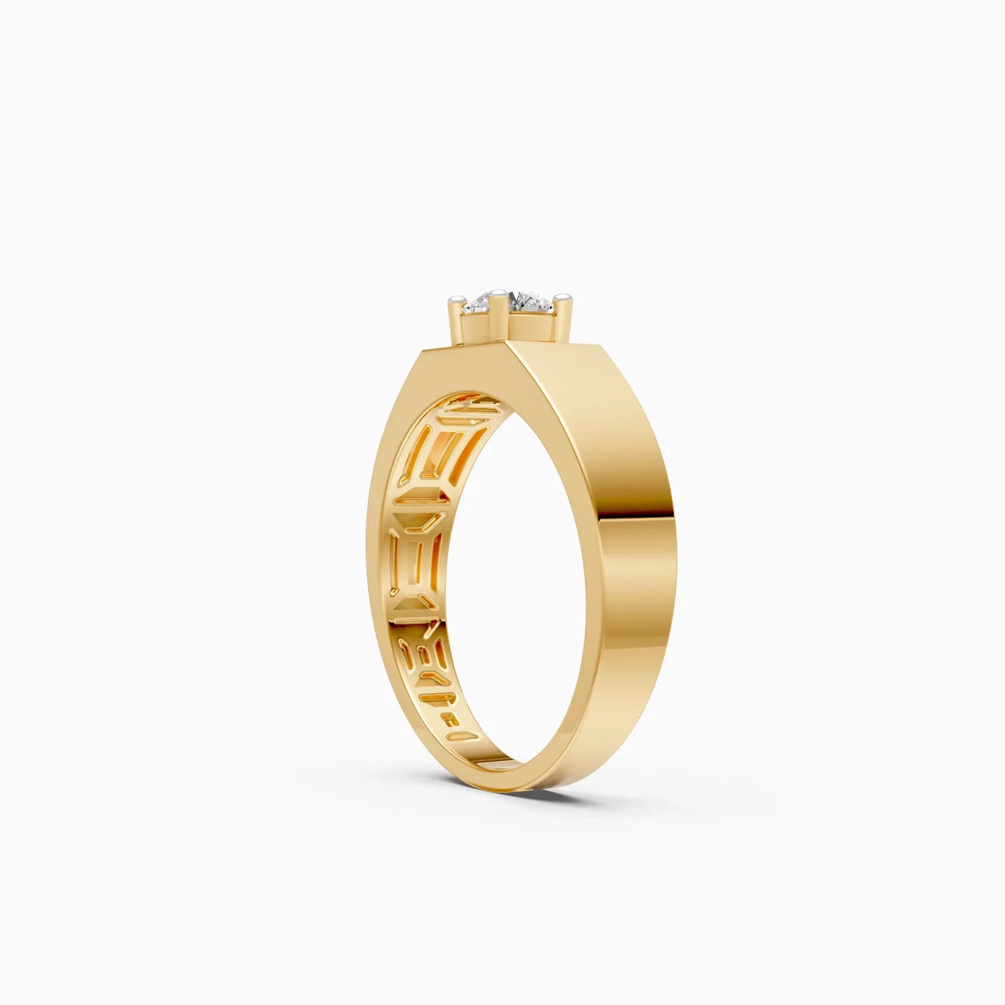 Round Lab Diamond Men's Solitaire Ring