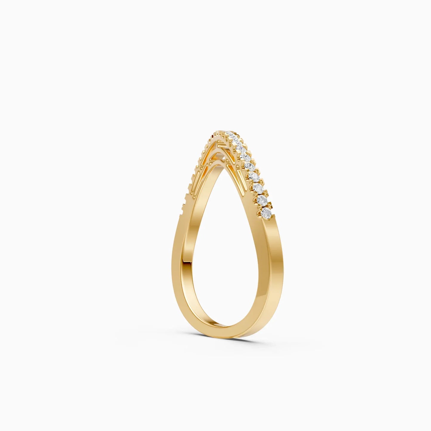 Minimalist Curve Shape Lab-Diamond Band Ring