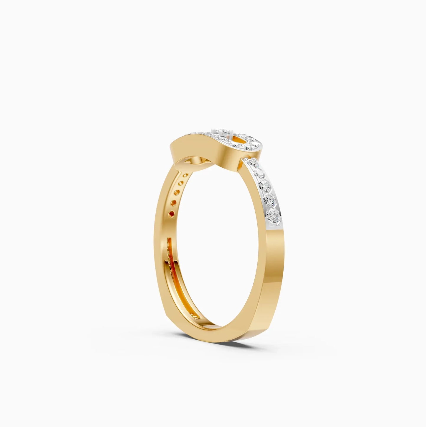 Round lab Grown Diamond Open Hexagon Ring