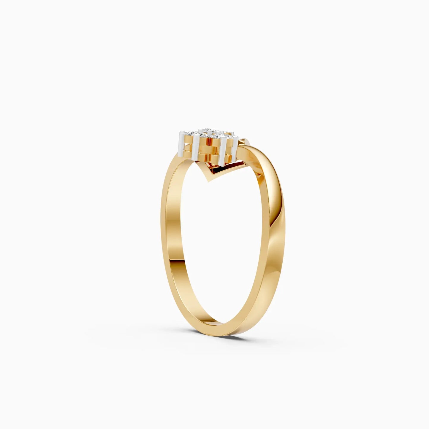 Floral Style By Pass Setting Diamond Cluster Band