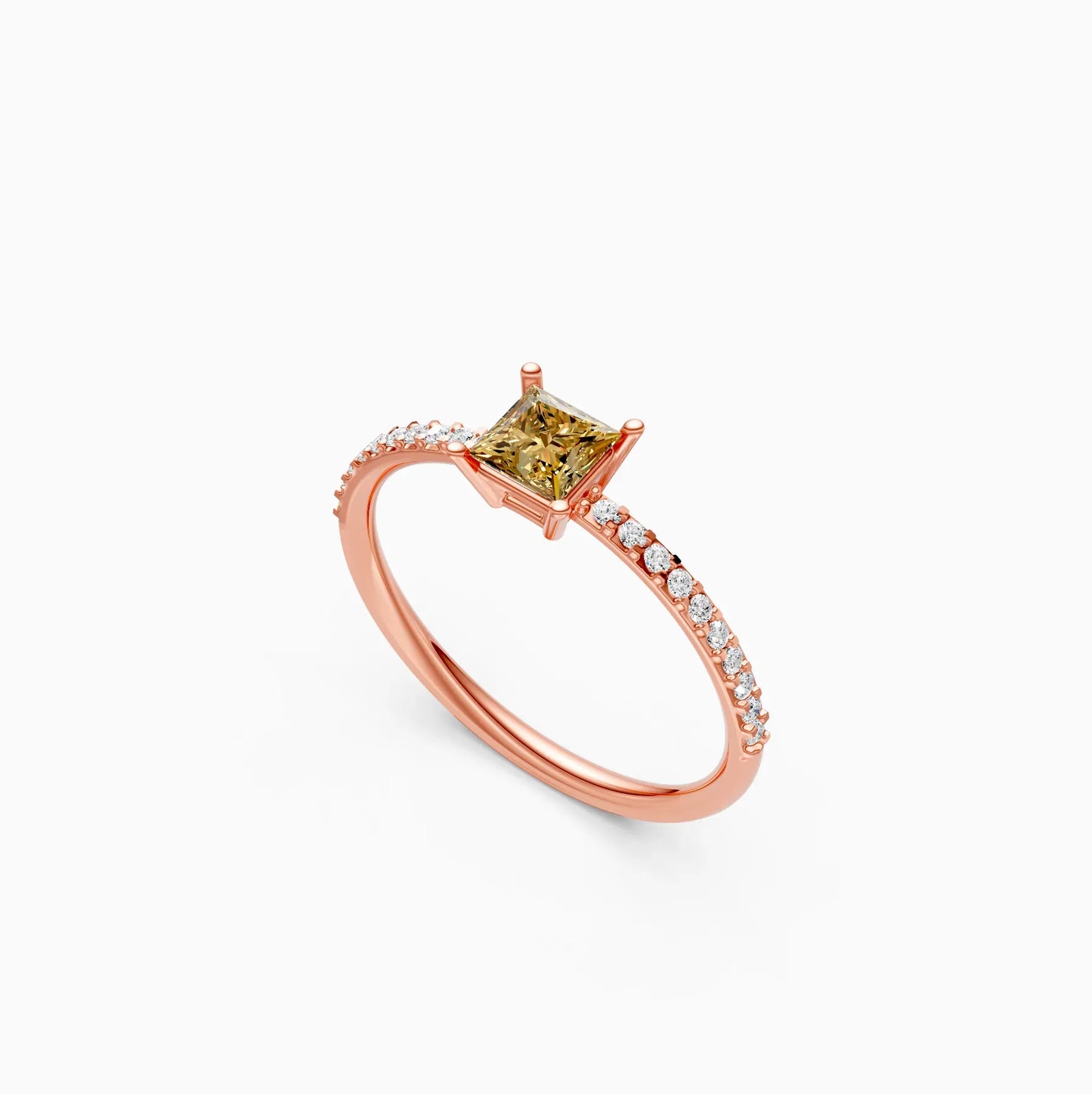 Trendy Yellow Topaz Pricess Diamond Dainty Ring