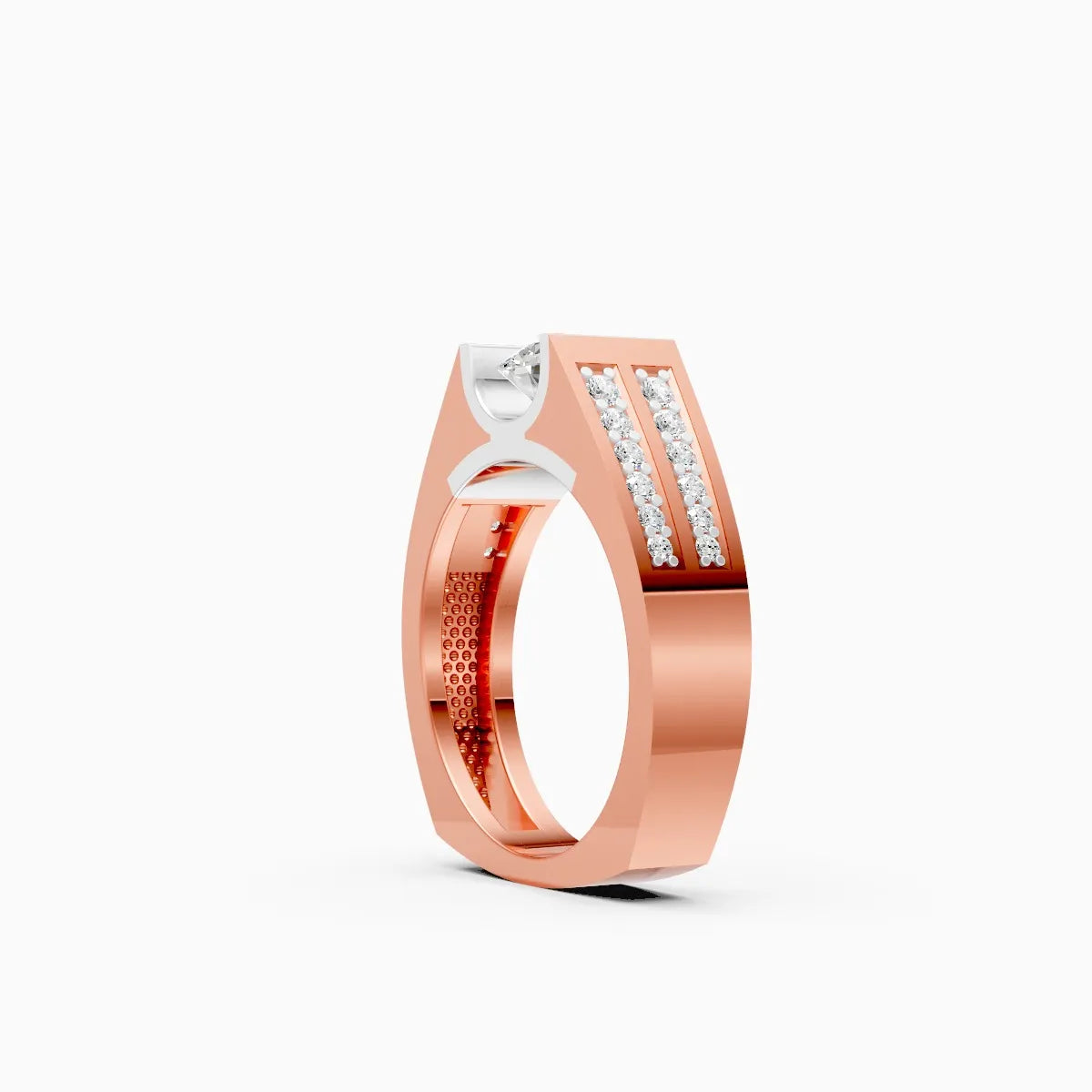 Elegant Men's Solitaire Diamond Ring With Stylistic Band