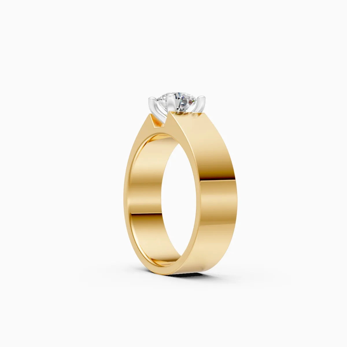 Bold Solitaire Center Stone Men’s Broad Band Ring