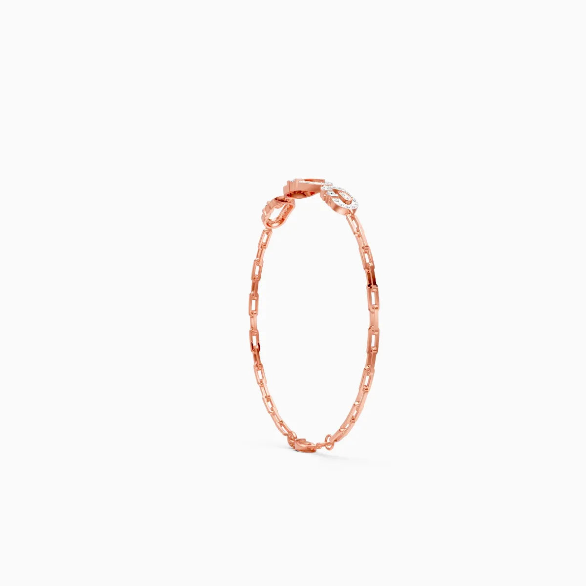Stacked Style Diamond Charms With Links Bracelet