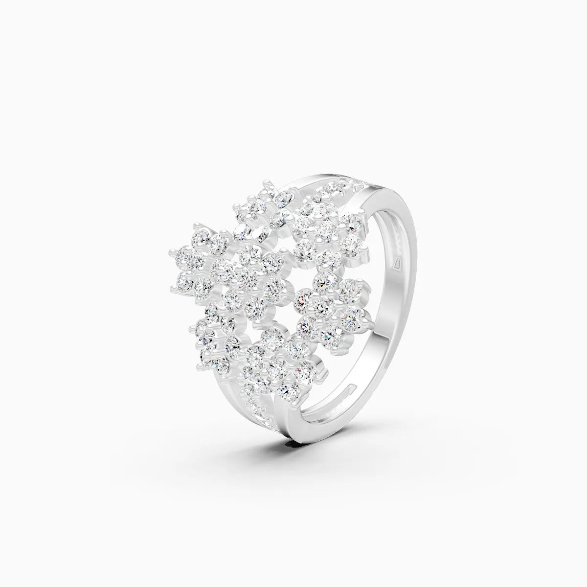 Round Flower Style Cluster Engagement Ring