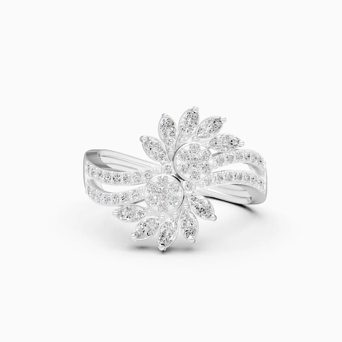 Floral Marquise Lab Grown Diamond Pave Accents Ring