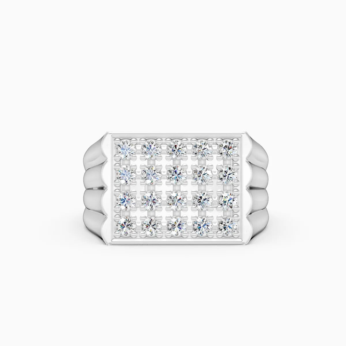 Square Grid-Set Diamond Geometric Power Lab Grown Diamond Ring