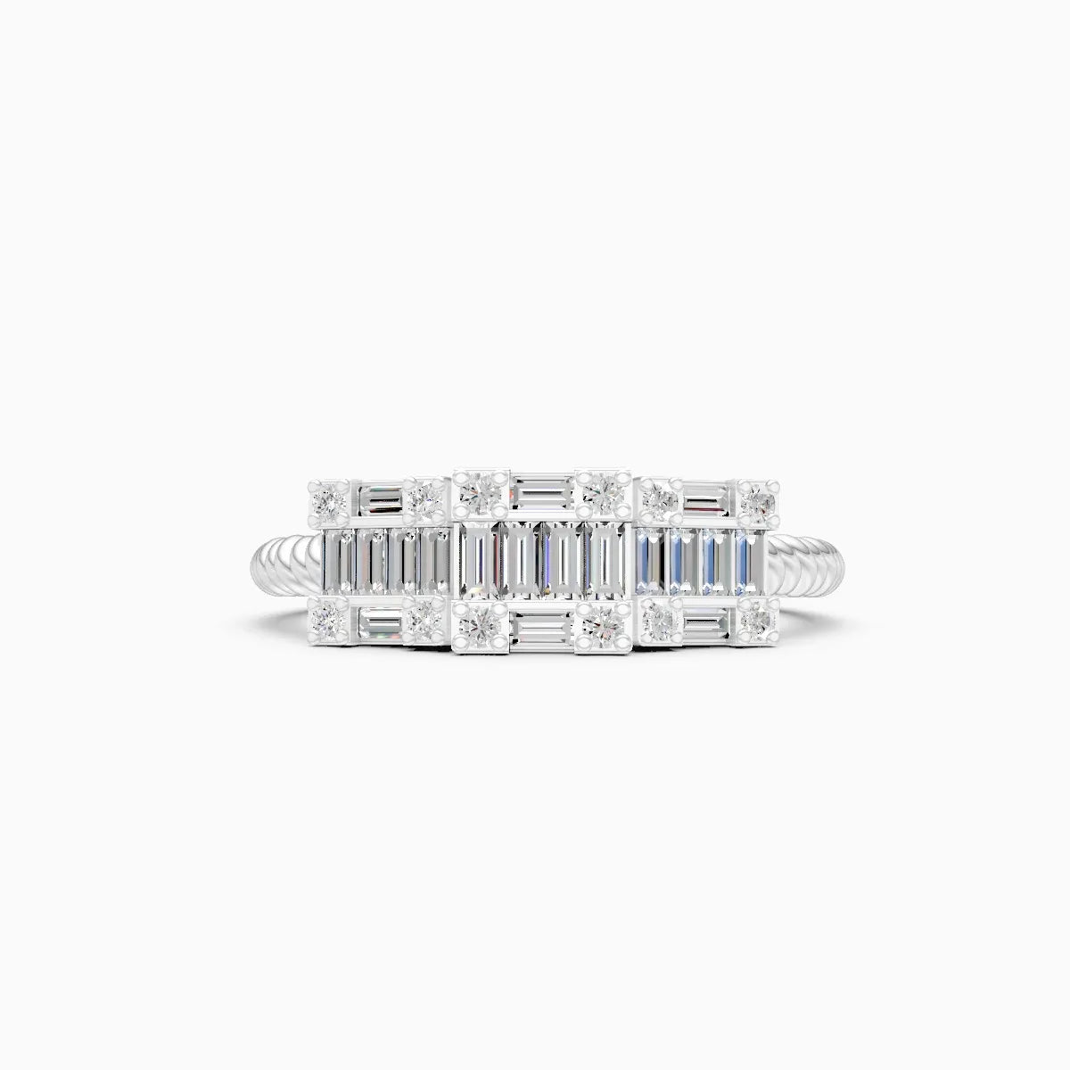 Baguette Bliss Flexi Band And Twist Grid Elegance Lab Grown Diamond Ring