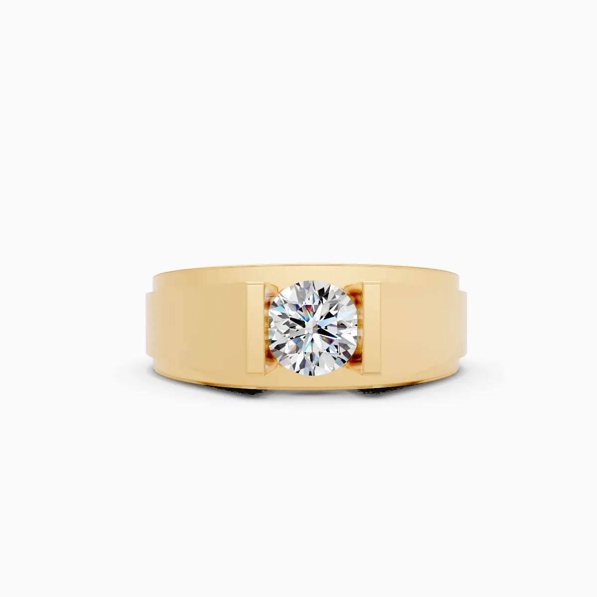 Modern Bezel Setting Men's Two-Tone Lab Diamond Ring