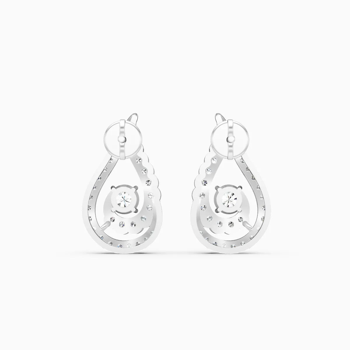 Paisley Double Halo Two-Tone Stud Earrings