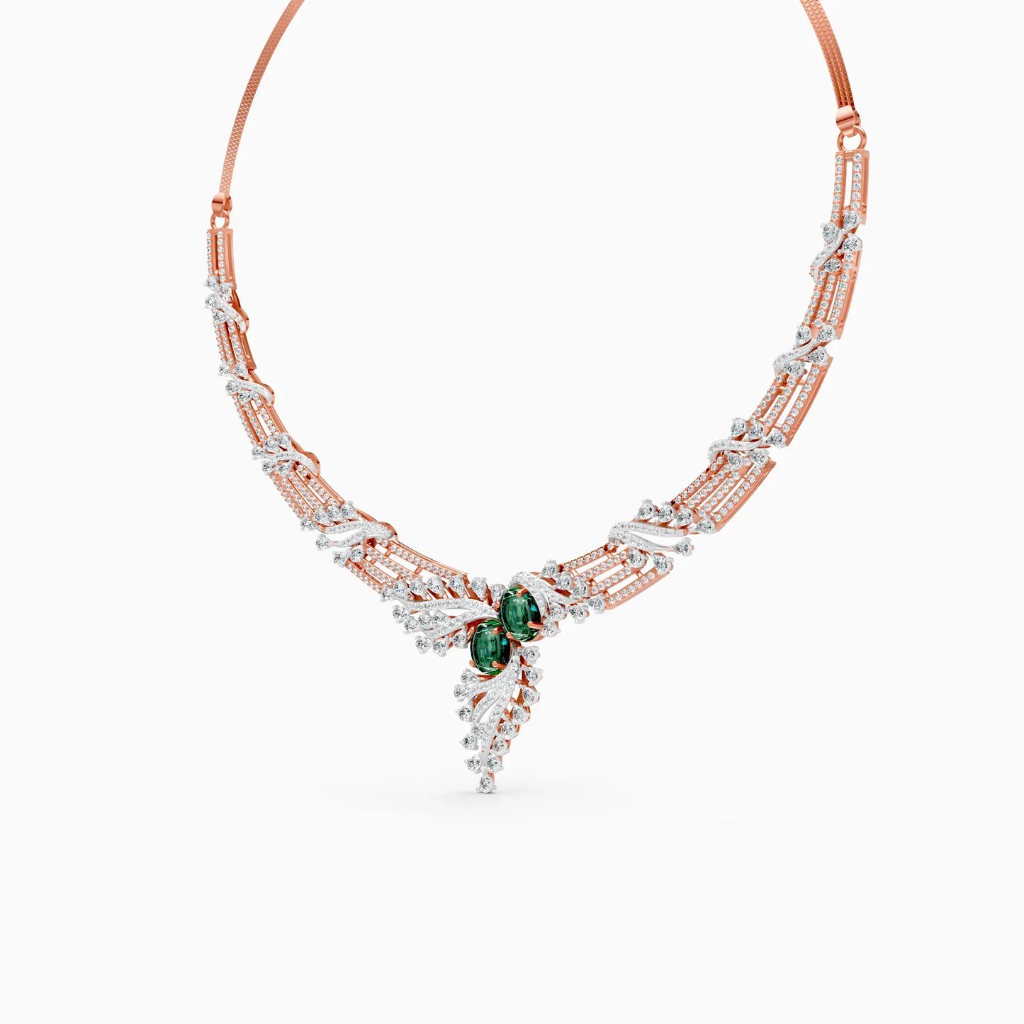Leaf Shaped Gold Lab Diamond Necklace