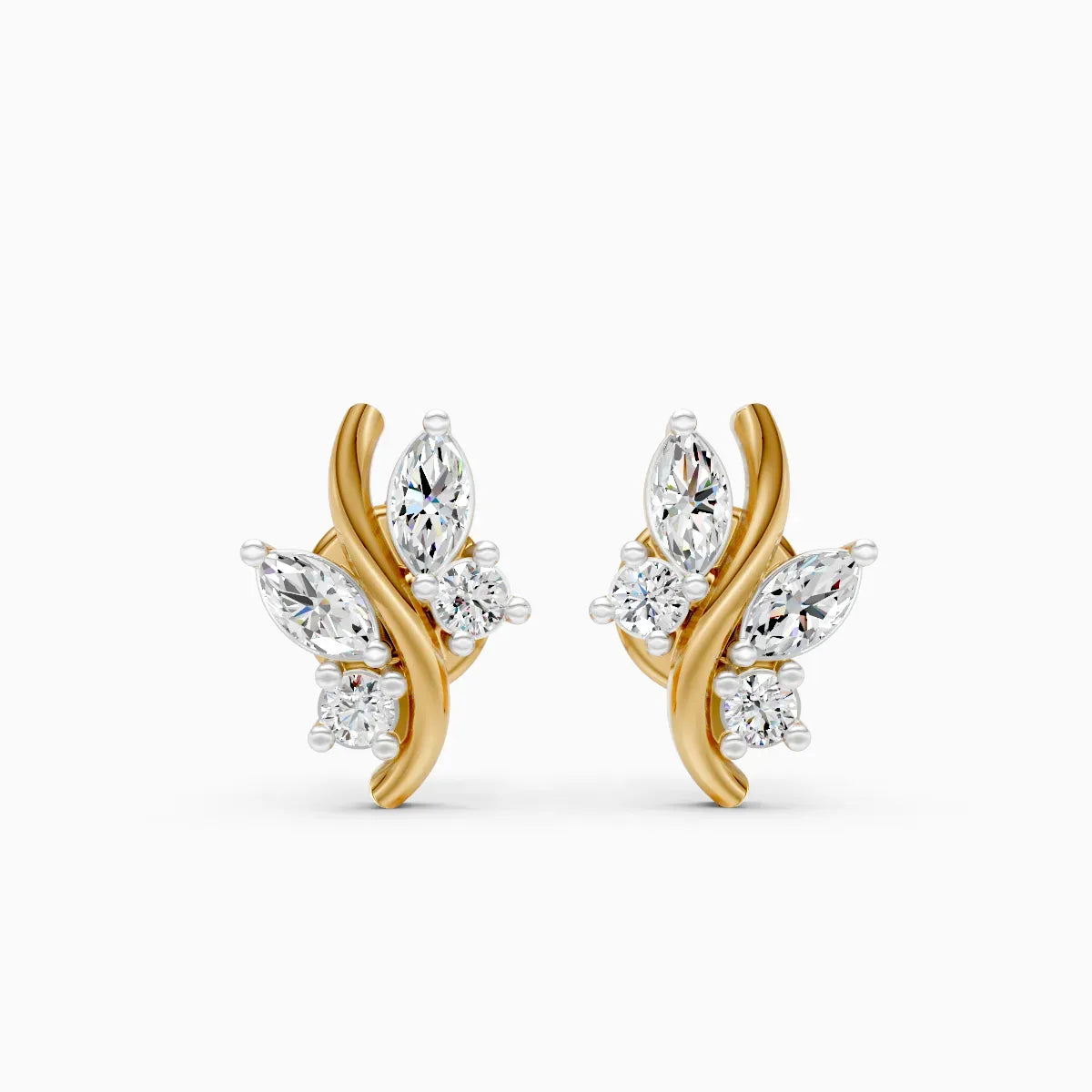 Marquise Leaf Curve Studs