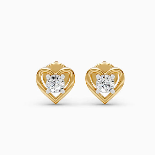 Heart Shape Diamond Stud Earrings