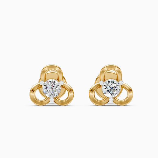 Contemporary Clover Diamond Stud Earrings