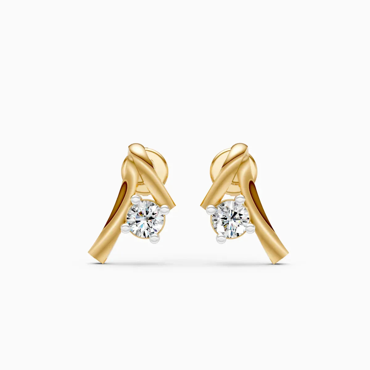 Twisted Ribbon Knot Solitaire Stud Earrings