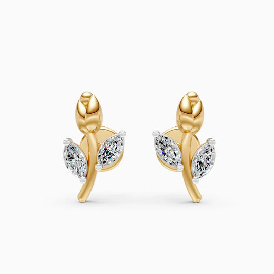 Floral Marquise Diamond Stud Earrings
