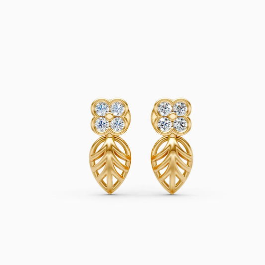 Flower Cluster Filigree Leaf Stud Earrings