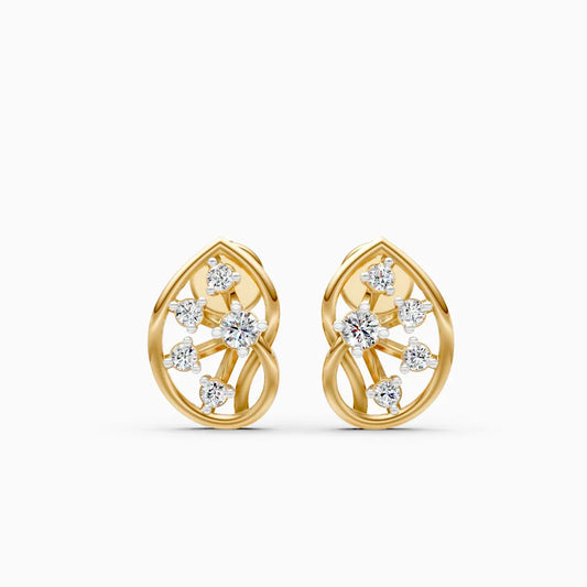Five-Diamond Scatter Cluster Open Teardrop Stud Earrings