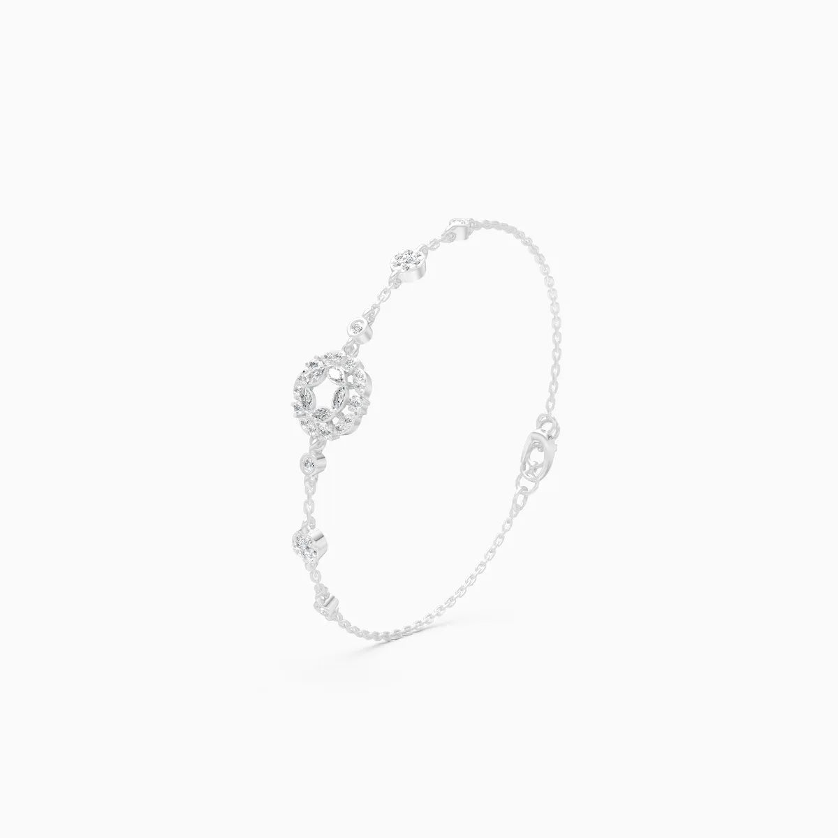 Diamond-Filled Round Center Bracelet with Side Diamonds