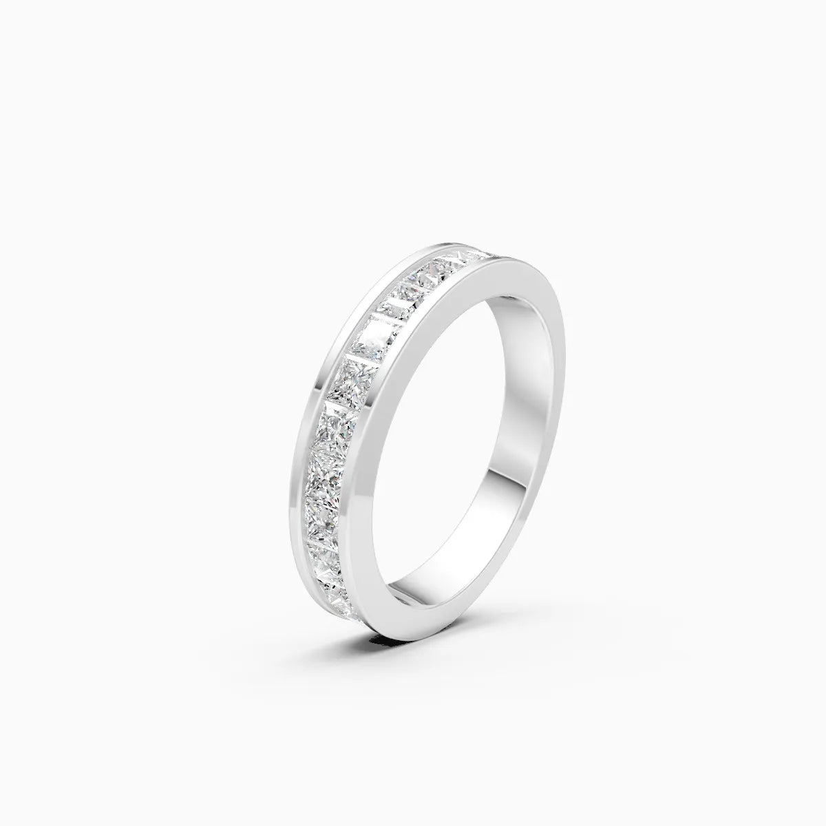 Sleek Channel Princess Cut Diamond Band