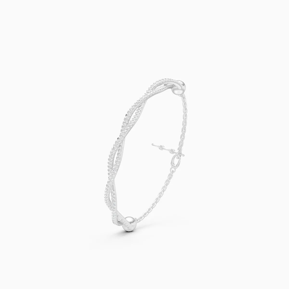 Sophisticated Braid Style Diamond Link Bracelet