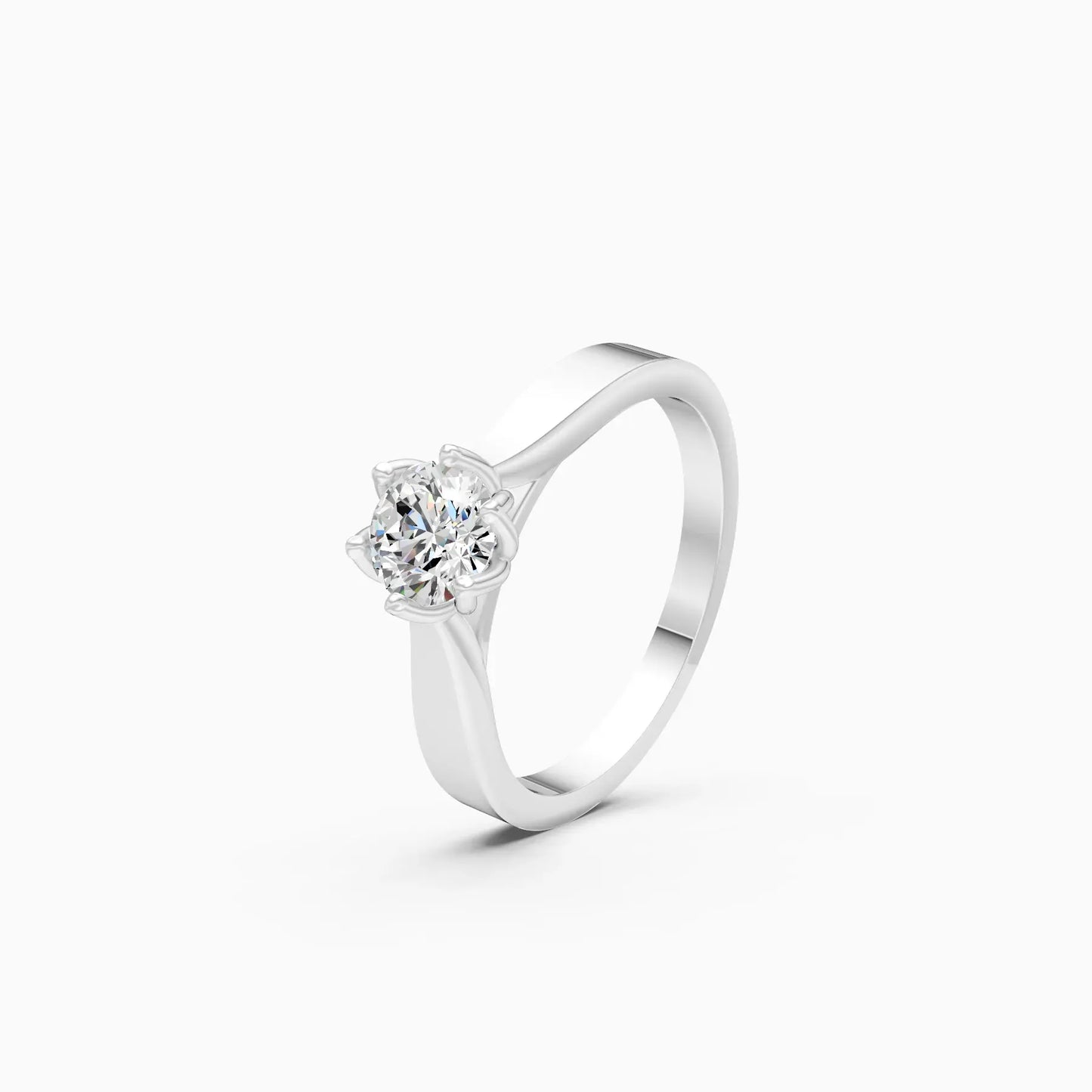 Simple Cathedral Setting Round Diamond Ring