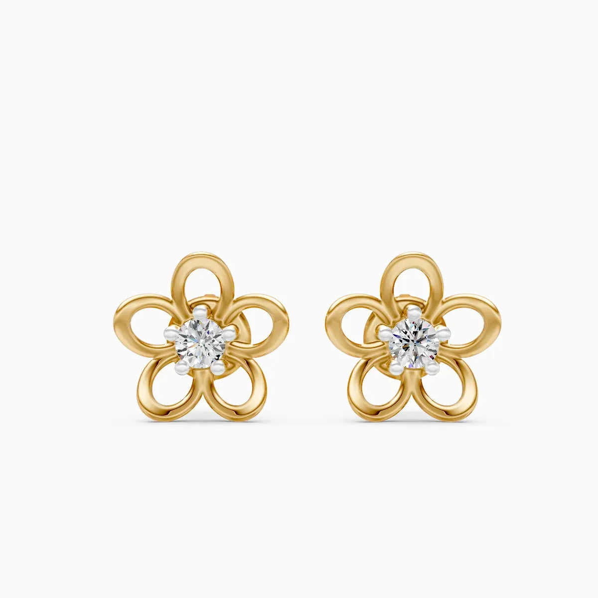 Round Floral Diamond Studs