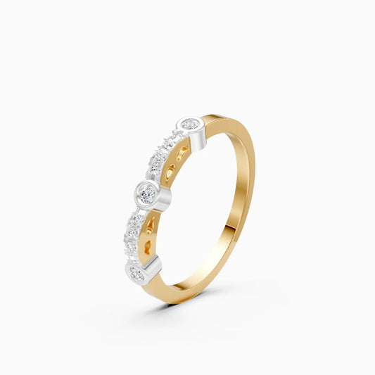 Bezel & Pave Station Diamond Ring