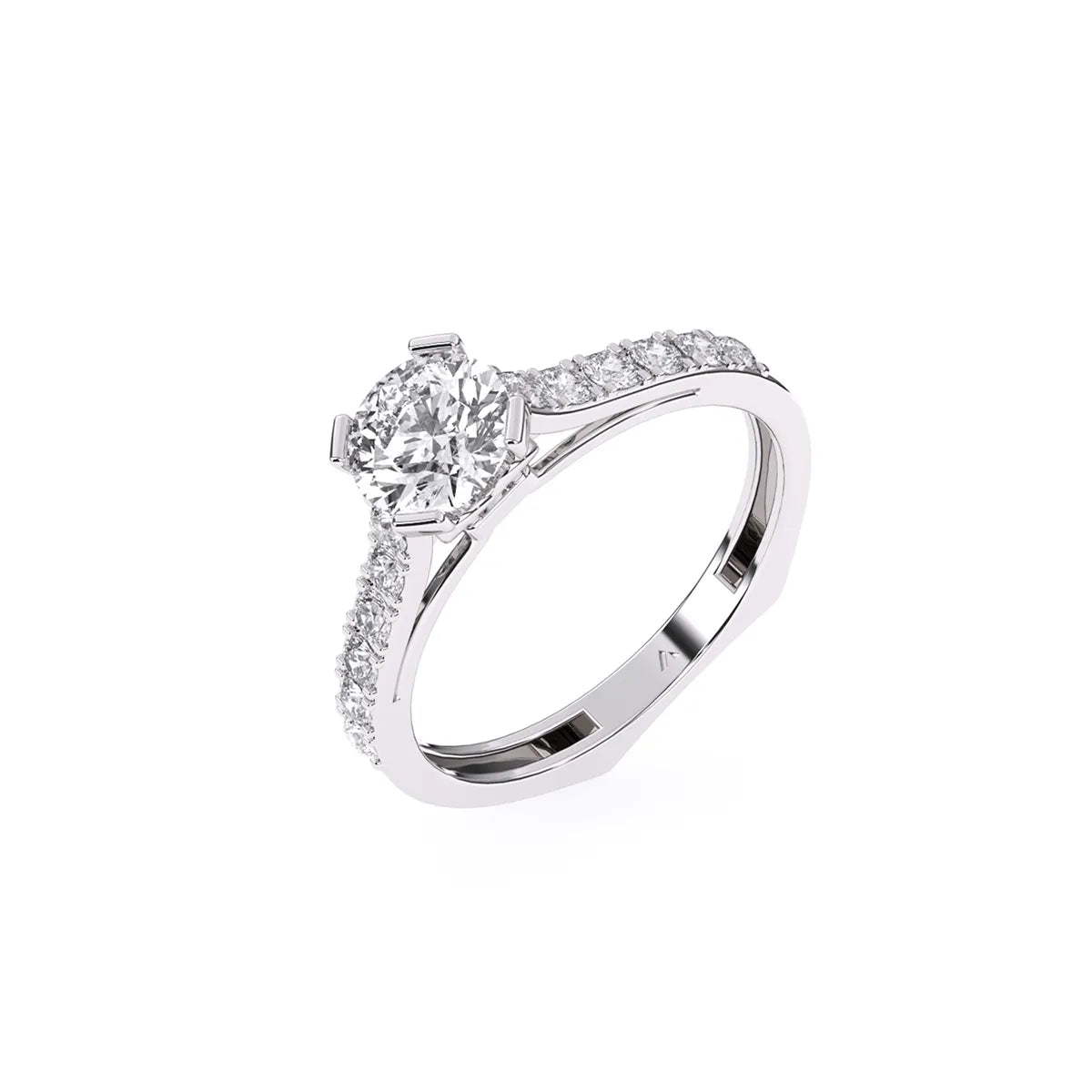 Laxurious Round Solitaire With Side Accent Diamond Ring