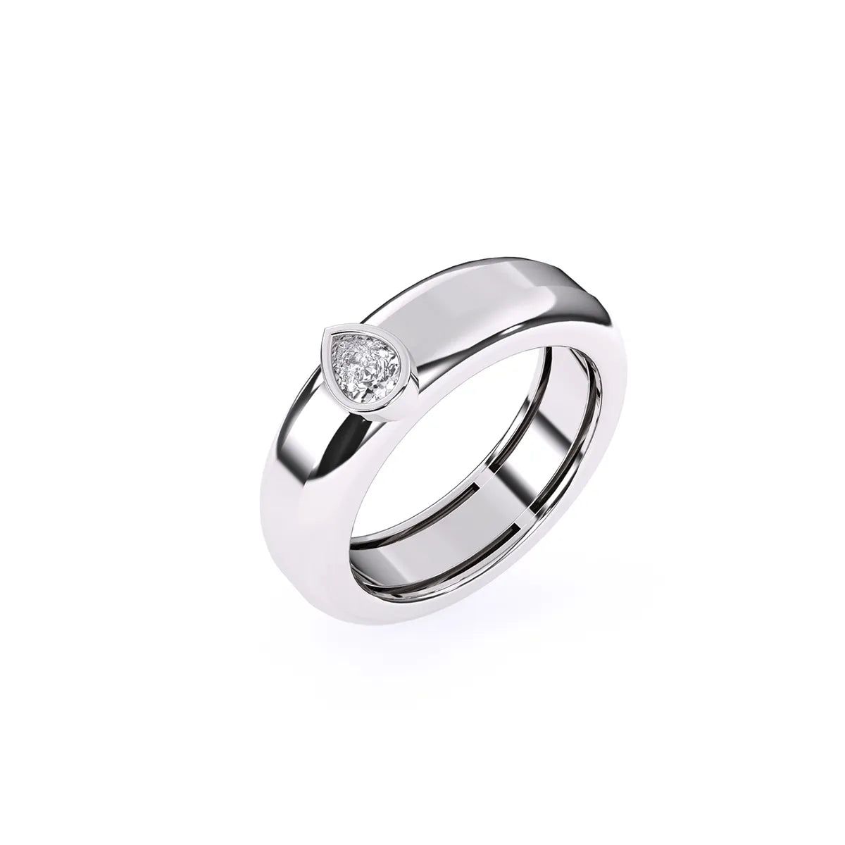 Elegant Pear Bezel Two Tone Wedding Ring