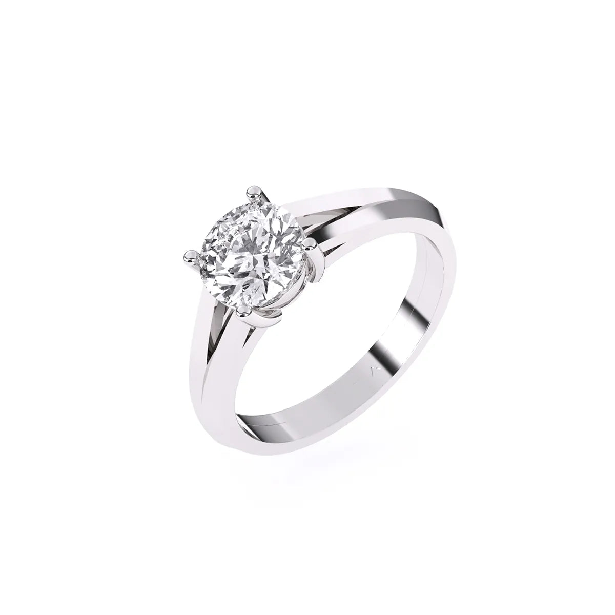 Lavish Split Shank Round Solitaire Ring
