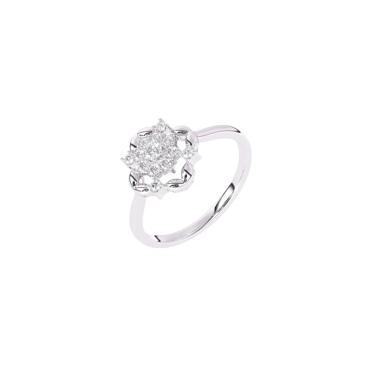 Round Fancy Geometric Pattern 14K Gold Diamond Ring