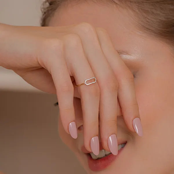 Stylish Open Hexagon Shape Diamond Ring