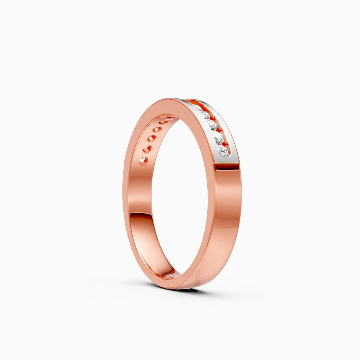 Rhodium Shine Edge Diamond Band