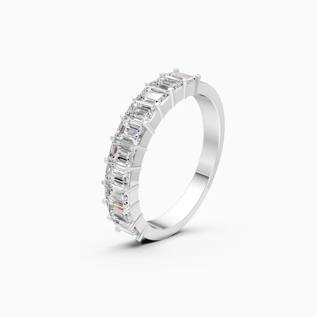 Modern Emerald Cut Lab Grown Diamond Band Ring