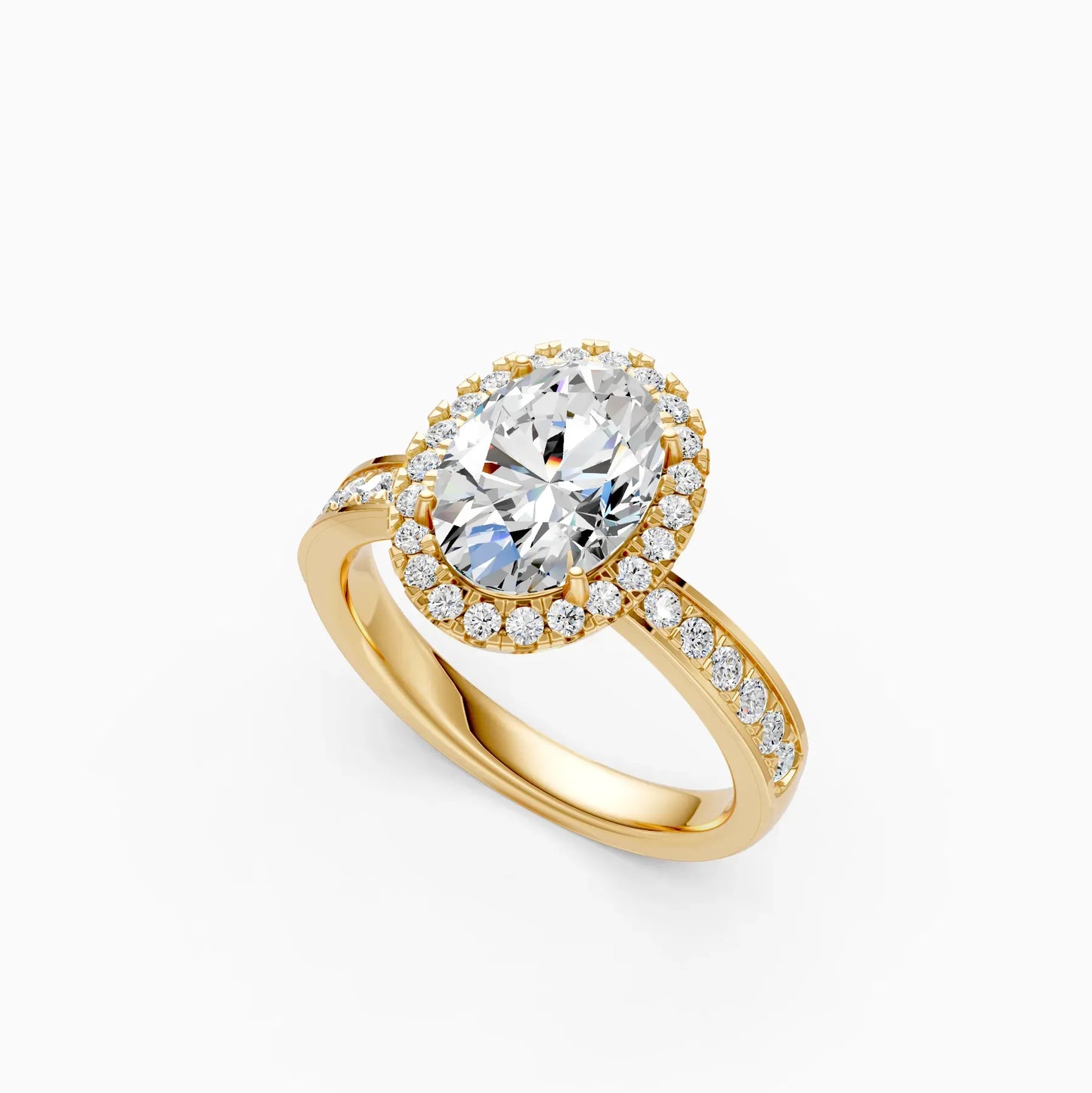 Oval Halo lab Grown Solitaire Accents Ring