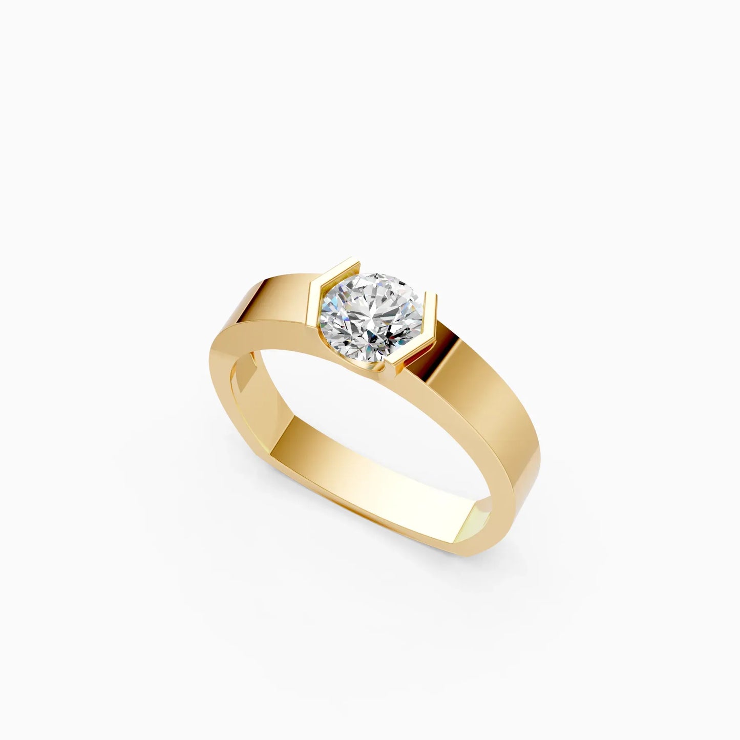 Men's Solitaire Rose Lab Diamond Couple Ring