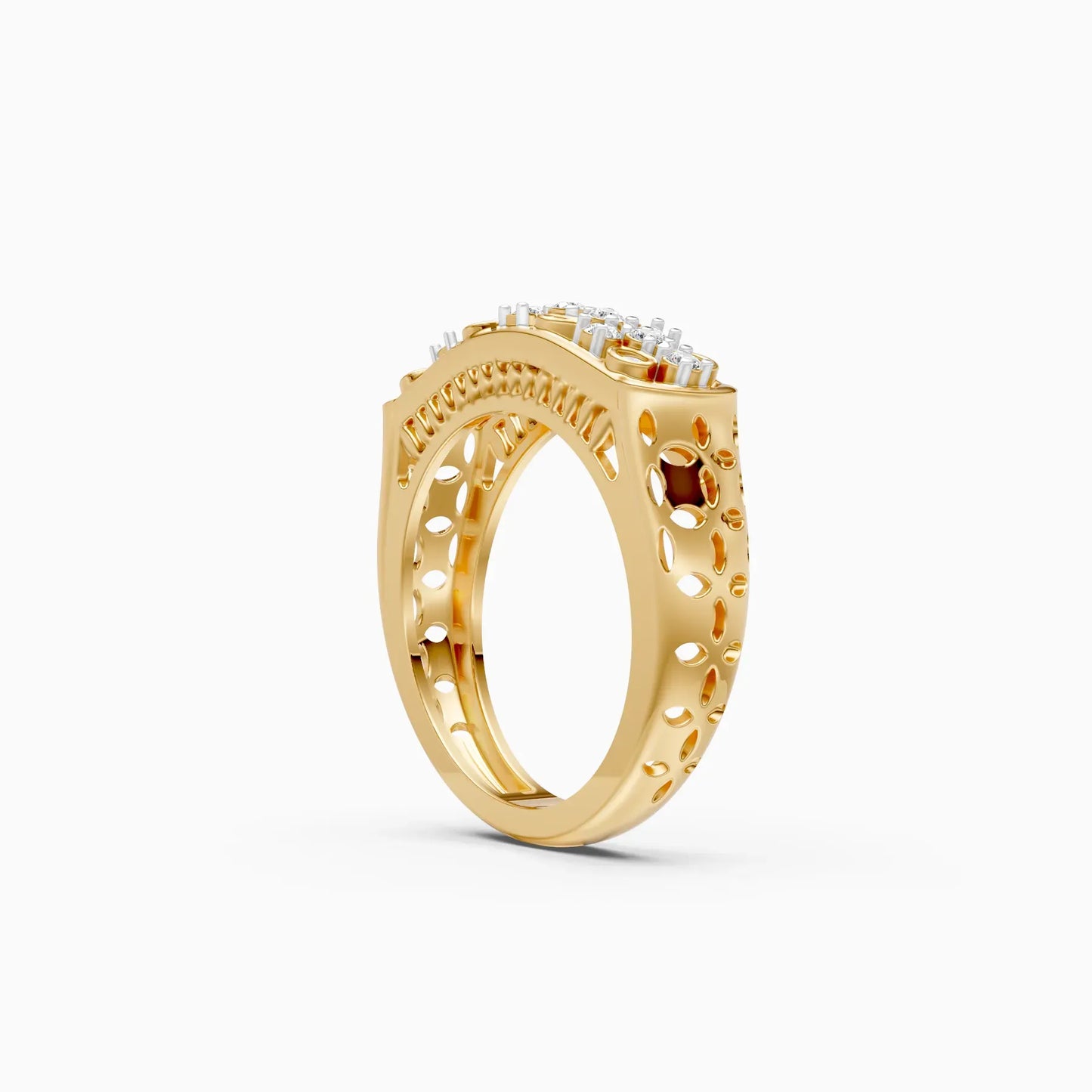 14K Gold Round Cut Diamond Engagement Ring