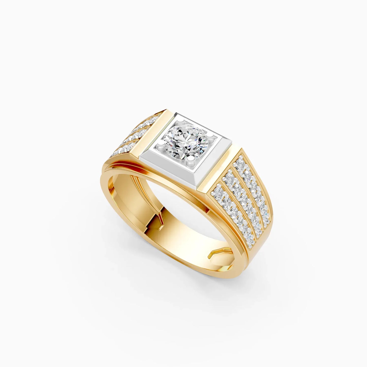 Stylish Three Row Cluster Round Lab Grown Ring