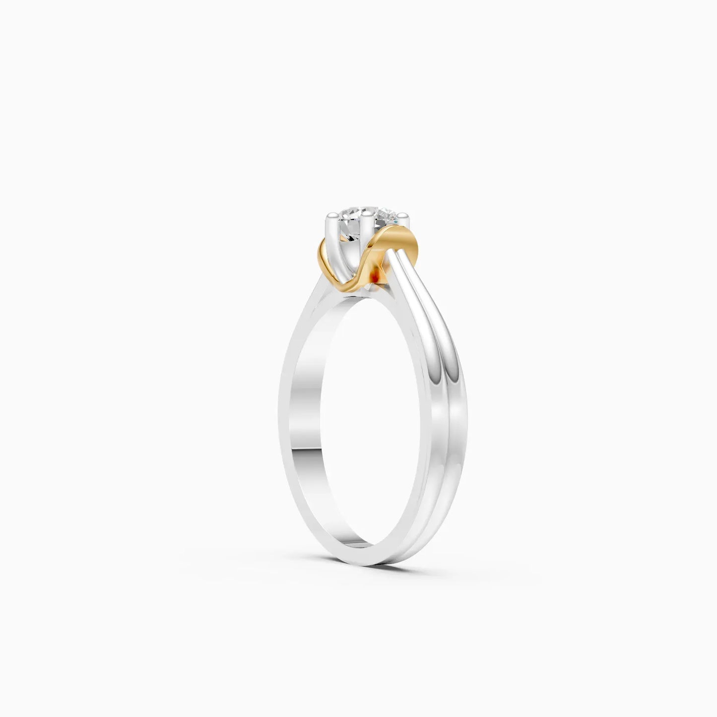 Classic Round Diamond Two Tone Ring
