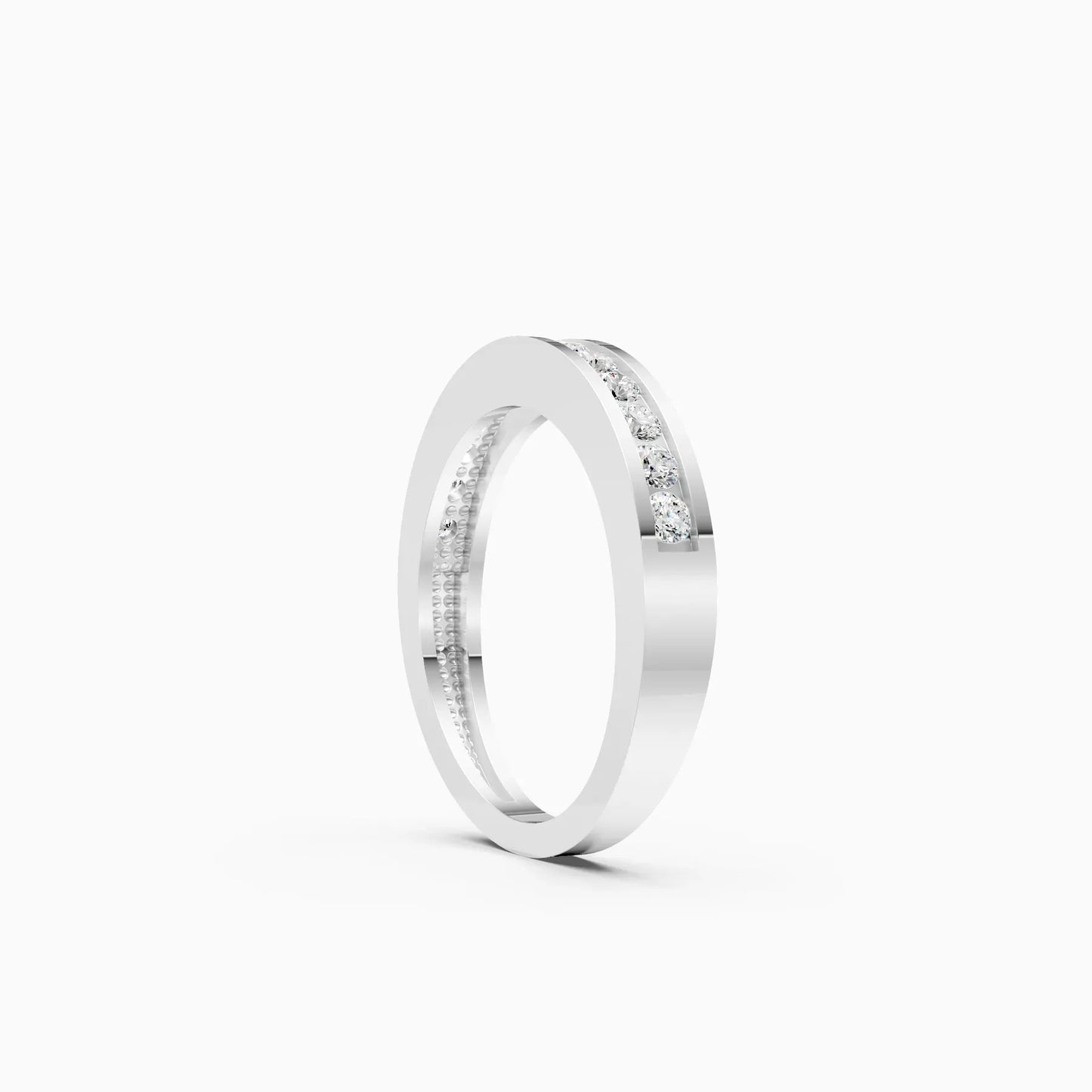 Channel Set Round Diamond Half Eternity Band