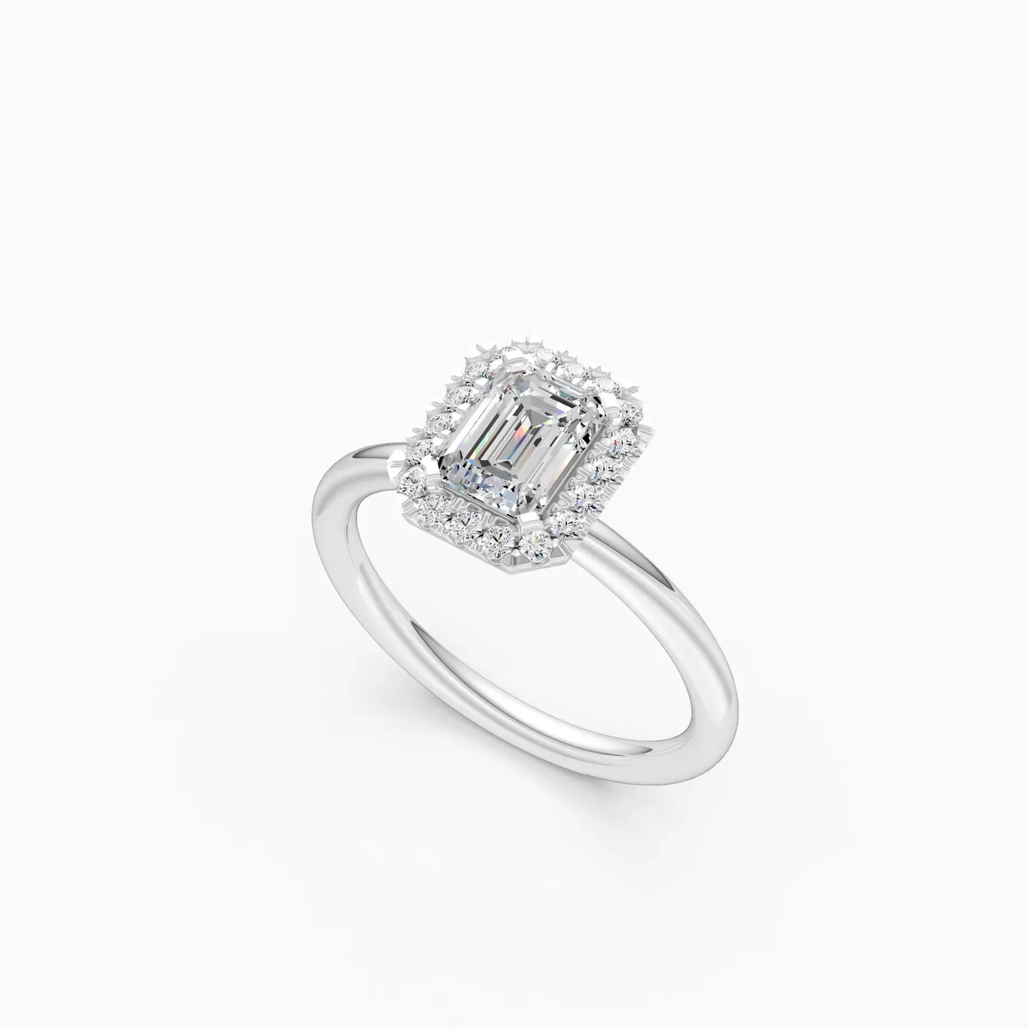 Emerald Halo lab Diamond Wedding Ring