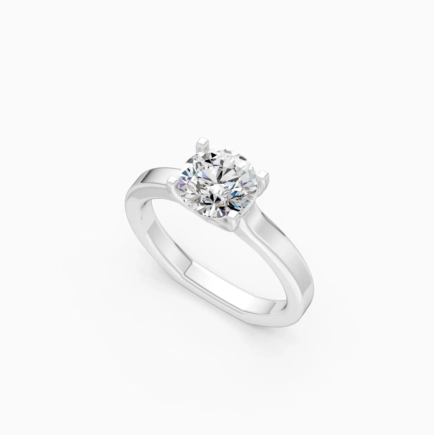 Round Four Prong lab Diamond Solitaire Ring