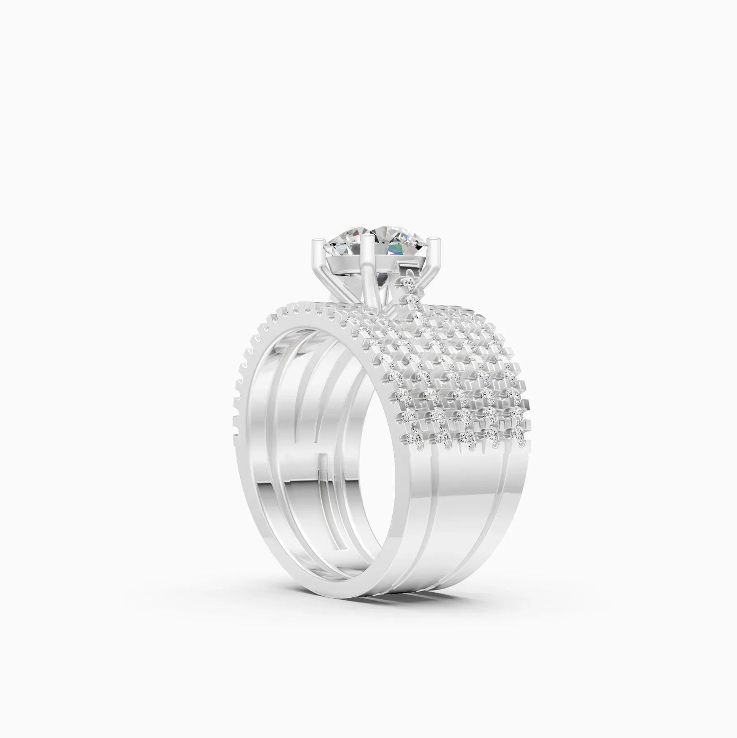 Sparkle Solitaire Five Band Engagement Ring