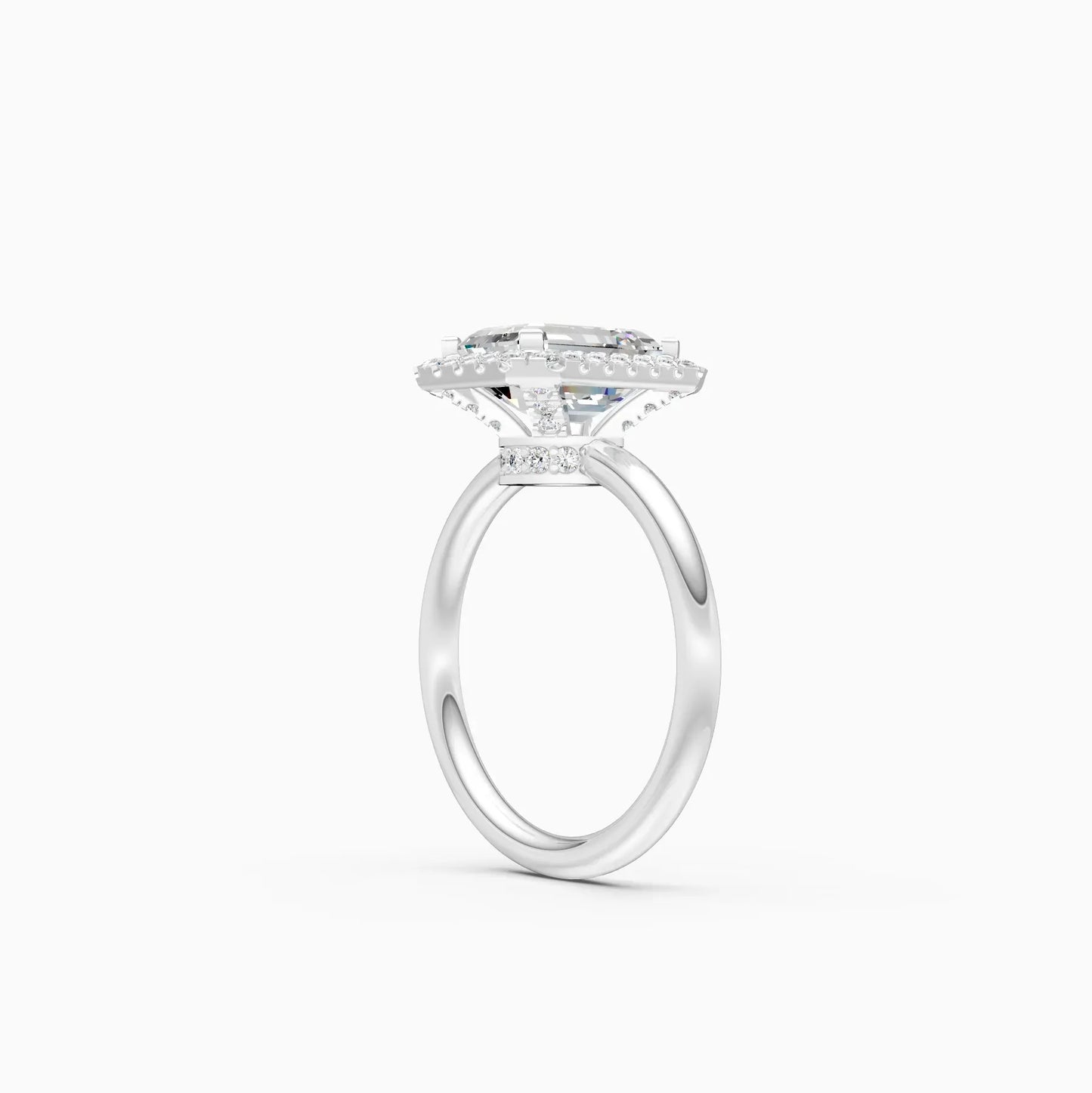 Emerald Halo Solitaire Diamond Ring