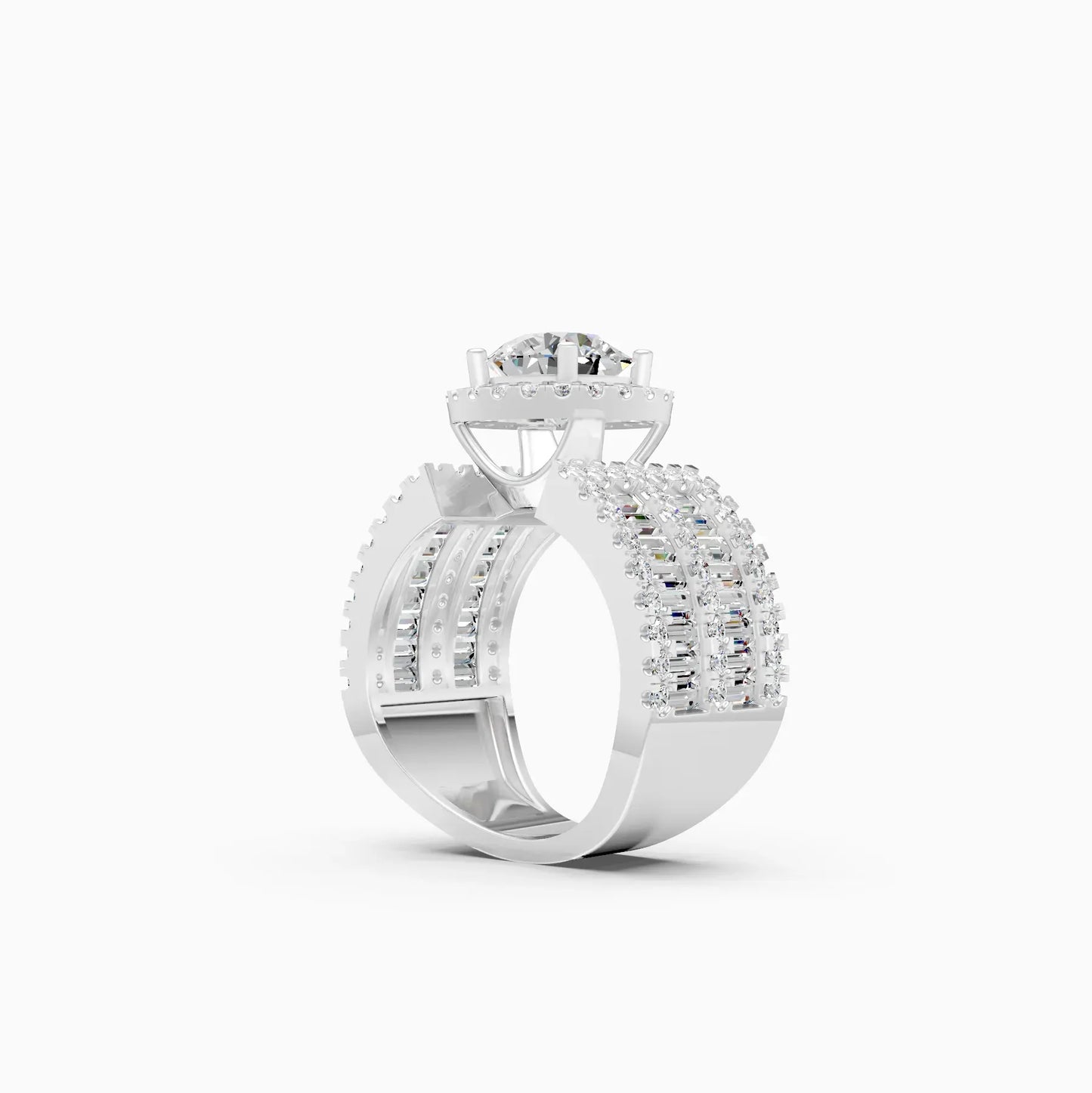 Luxury Triple Row Halo Diamond Ring