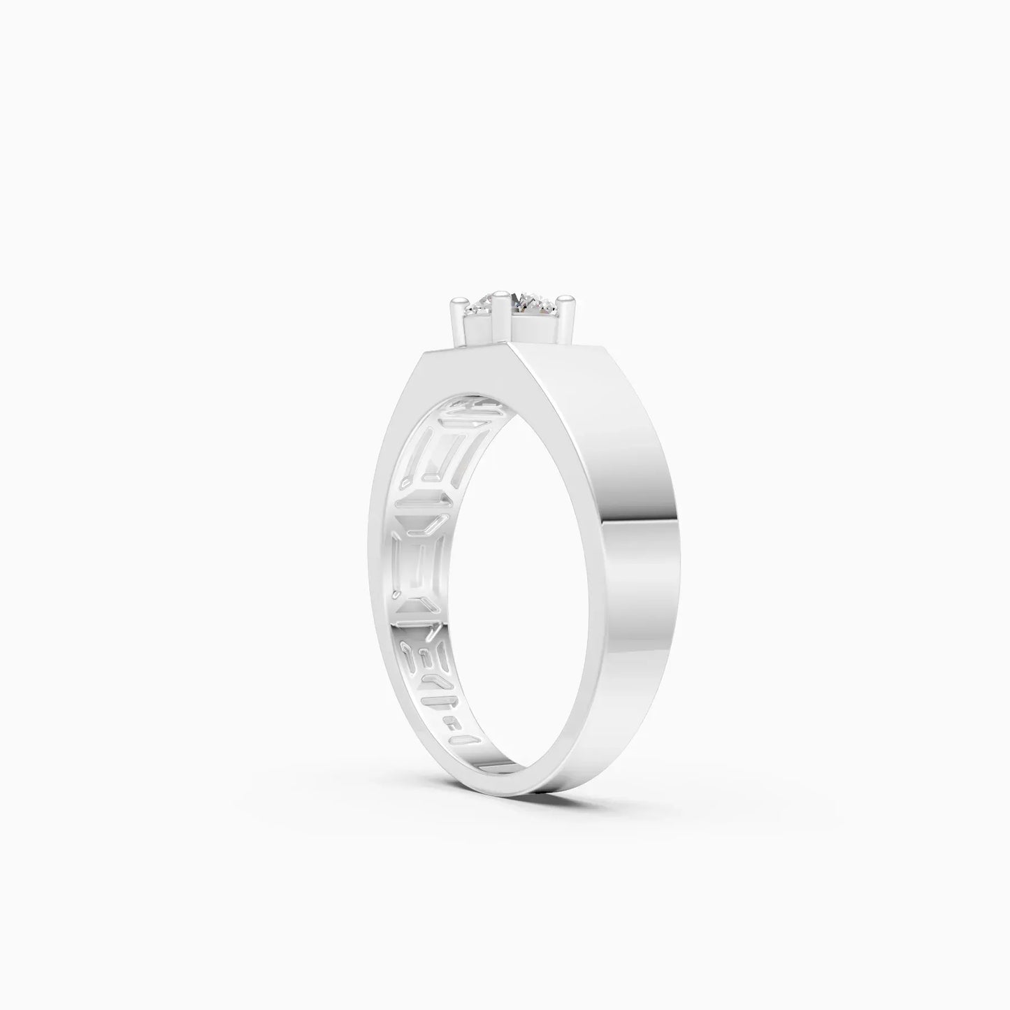 Round Lab Diamond Men's Solitaire Ring