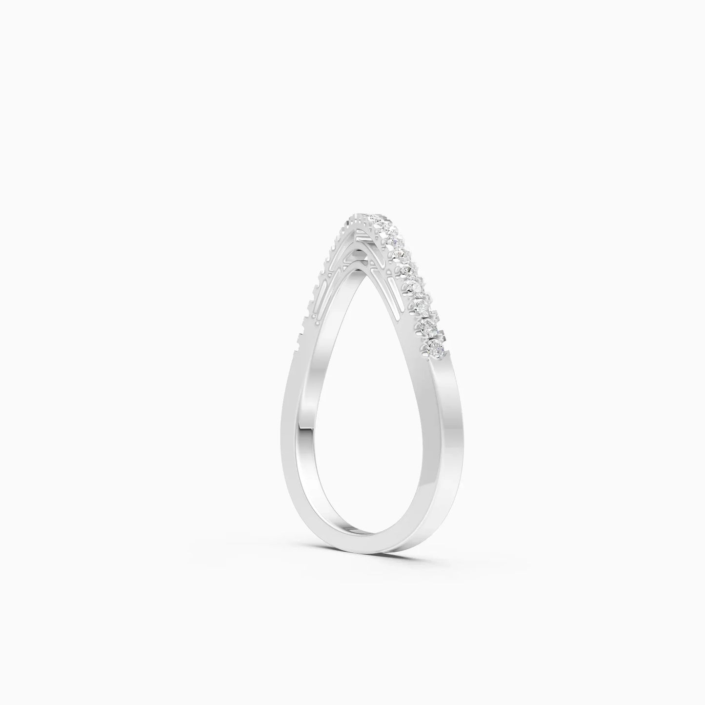 Minimalist Curve Shape Lab-Diamond Band Ring