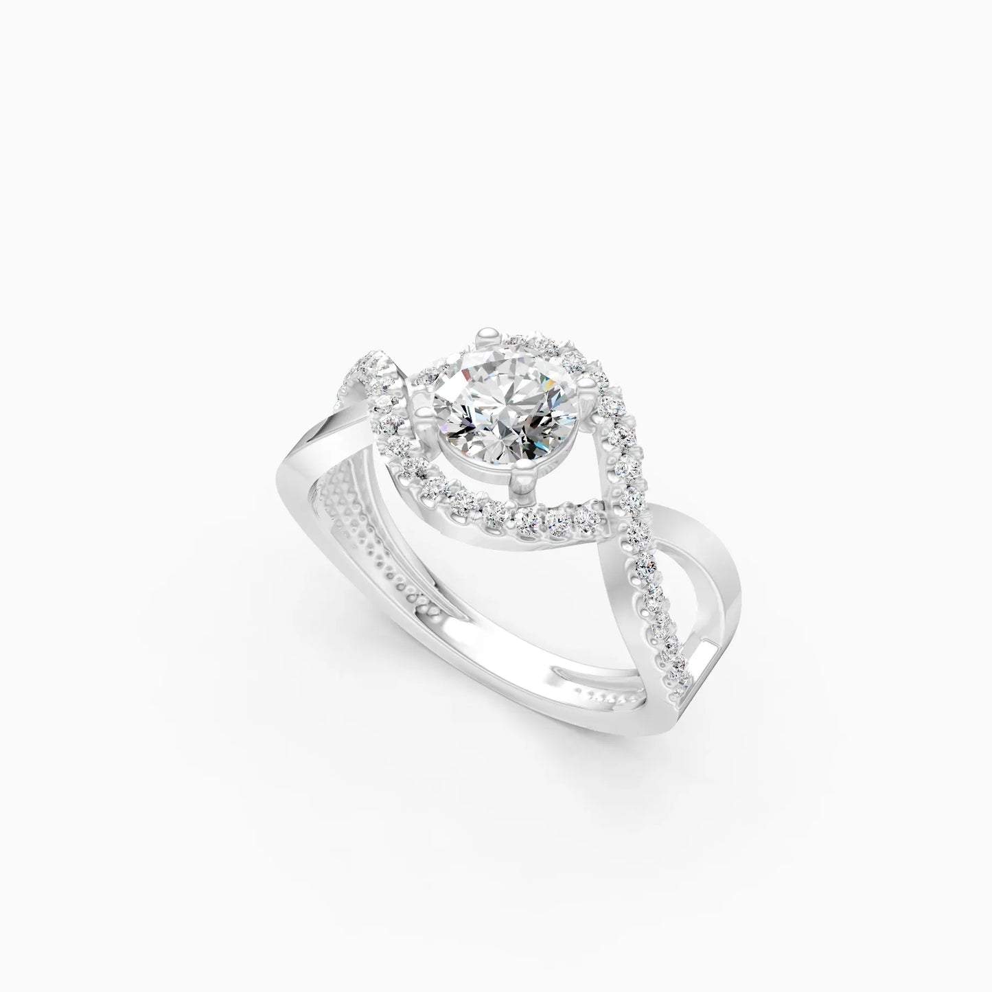 Spiral Cross Solitare Diamond Ring